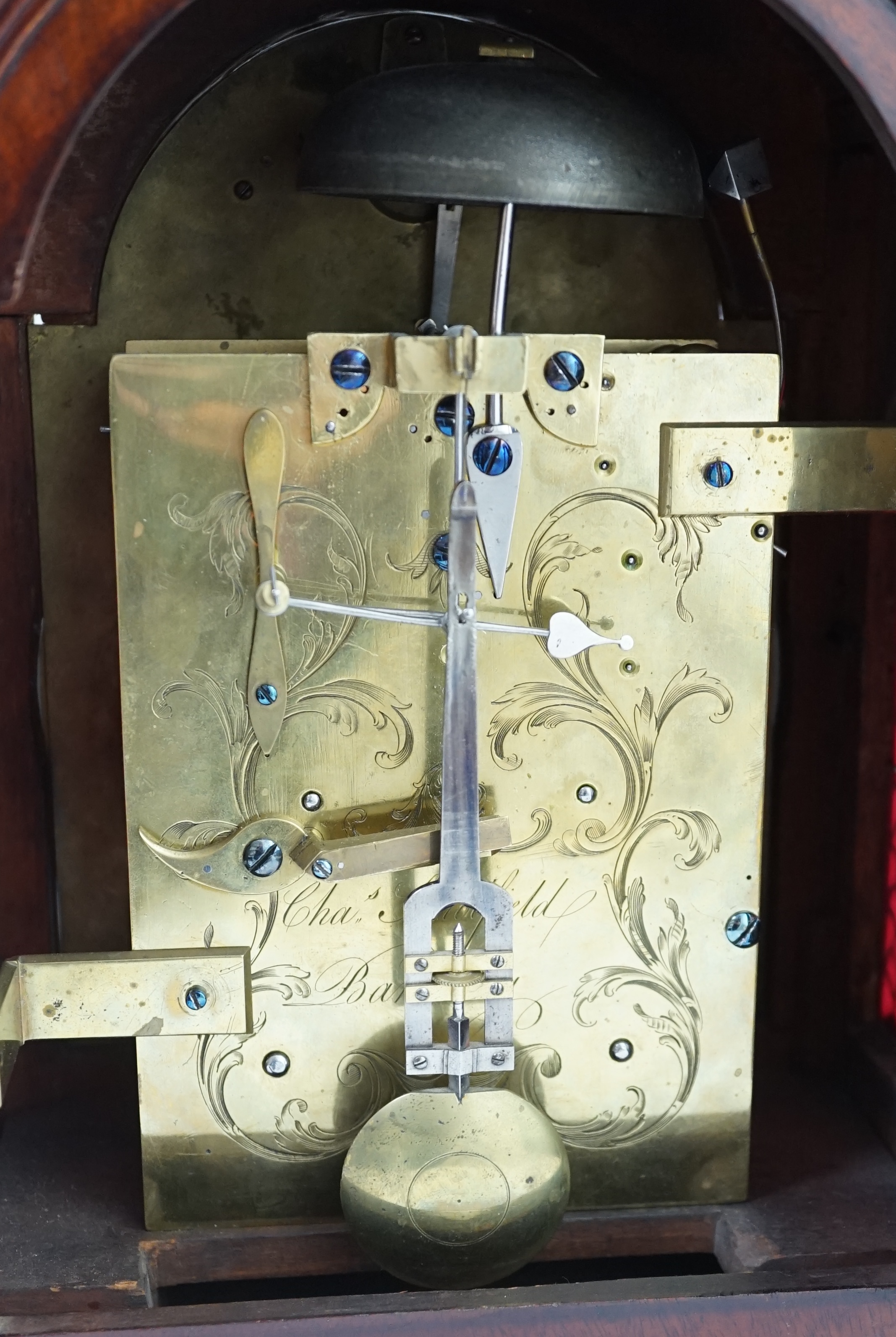 Charles Scholfield of Barnsley. A George III arched pearwood cased bracket clock